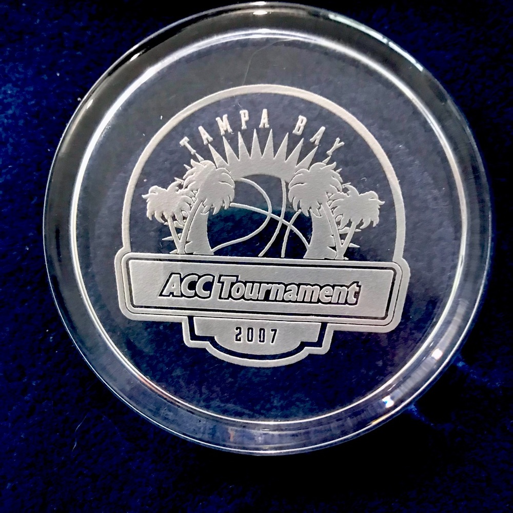 ACC college basketball 2007 tournament souvenir glass paperweight